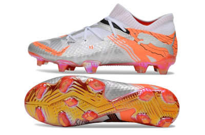 Puma Future 7 Ultimate FG Firm Ground Soccer Cleats - Silver/Orange/Pink