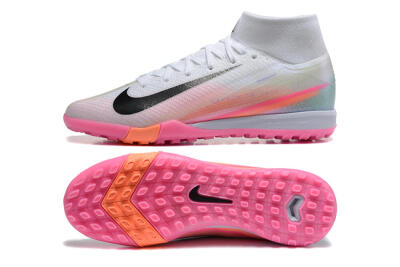 Nike Air Zoom Mercurial Superfly 10 Elite TF Artificial Turf Soccer Shoes - White/Black/Pink