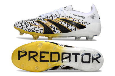 Adidas Predator 25 Elite FG Firm Ground Soccer Cleats - White/Gold/Black