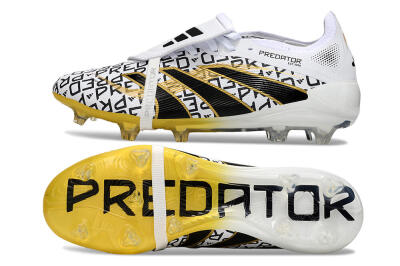 Adidas Predator 25 Elite Foldover Tongue FG Firm Ground Soccer Cleats - White/Gold/Black