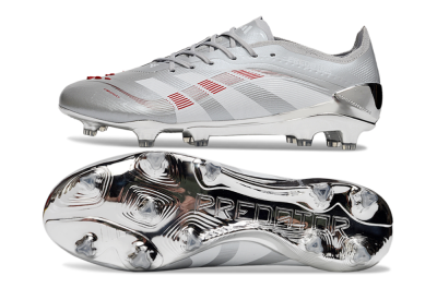 Adidas Predator 25 Elite FG Firm Ground Soccer Cleats - Silver/Red