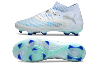 Puma Future 8 Ultimate FG Firm Ground Soccer Cleats - White/Blue/Silver