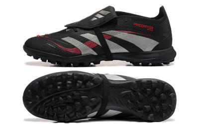 Adidas Predator 25 Elite Foldover Tongue TF Artificial Turf Soccer Shoes - Black/Silver/Red