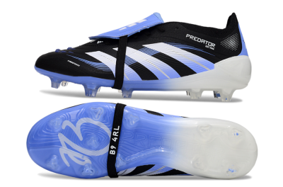 Adidas Predator 25 Elite Foldover Tongue FG Firm Ground Soccer Cleats - Black/White/Blue