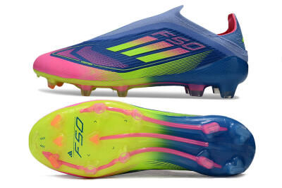 Adidas F50 Elite Laceless FG Firm Ground Soccer Cleats - Blue/Yellow/Pink