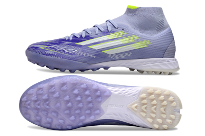 Adidas F50 Elite Mid TF Artificial Turf Soccer Shoes - Purple/Silver/Yellow