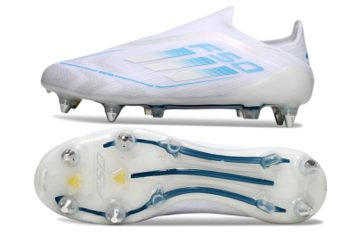 Adidas F50 Elite Laceless SG Soft Ground Soccer Cleats - White/Blue