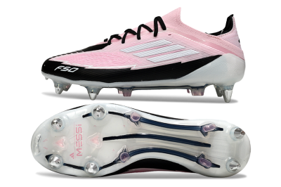 Messi x Adidas F50 Elite SG Soft Ground Soccer Cleats - Pink/White/Black