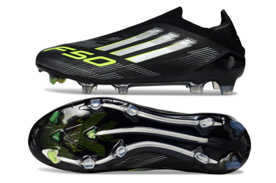 Adidas F50 Elite Laceless FG Firm Ground Soccer Cleats - Black/Silver/Yellow