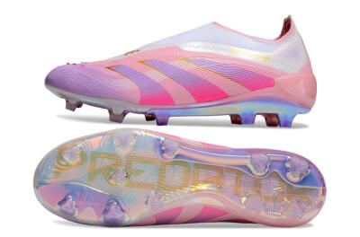 Adidas Predator 25 Elite Laceless FG Firm Ground Soccer Cleats - Pink/Purple/Gold