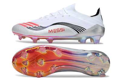 Messi x Adidas F50 Elite FG Firm Ground Soccer Cleats - White/Silver/Red