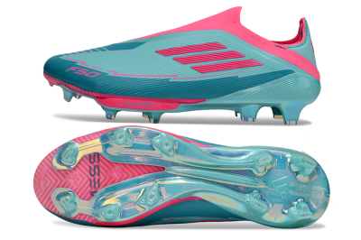 Messi x Adidas F50+ Elite Lightstrike Pro Laceless FG Firm Ground Soccer Cleats - Jade/Pink