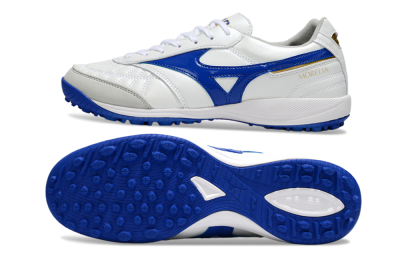 Mizuno Morelia Neo TF Artificial Turf Soccer Shoes - White/Blue/Grey