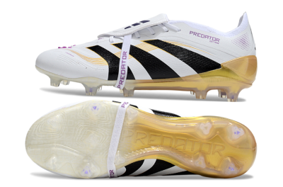 Adidas Predator 25 Elite Foldover Tongue FG Firm Ground Soccer Cleats - White/Black/Gold