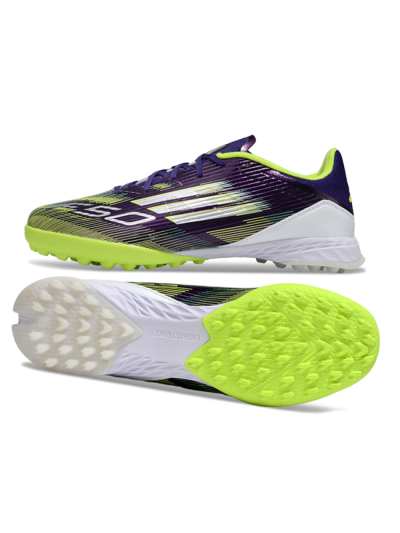 Adidas F50 Pro TF Artificial Turf Soccer Shoes - Purple/Silver/Yellow