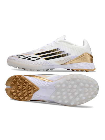 Adidas F50 Pro TF Artificial Turf Soccer Shoes - White/Black/Gold