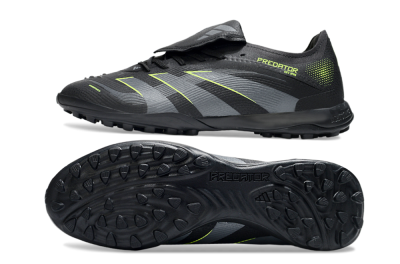 Adidas Predator 25 Elite Foldover Tongue TF Artificial Turf Soccer Shoes - Black/Grey/Yellow
