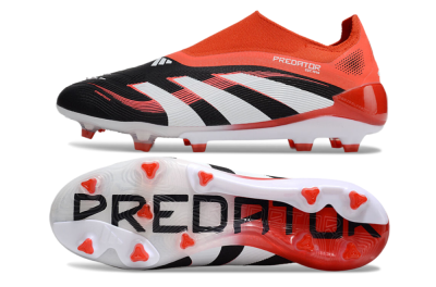 Adidas Predator 25 Elite Foldover Tongue Laceless FG Firm Ground Soccer Cleats - Black/Red/White