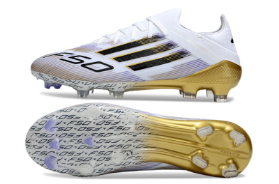 Adidas F50 Elite FG Firm Ground Soccer Cleats - White/Purple/Gold