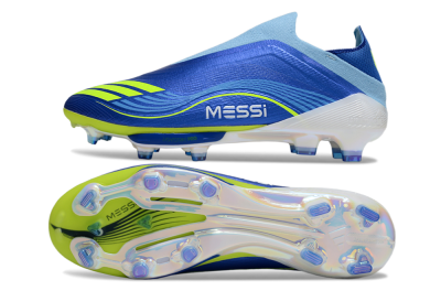 Messi x Adidas F50 Elite Laceless FG Firm Ground Soccer Cleats - Blue/Yellow/White