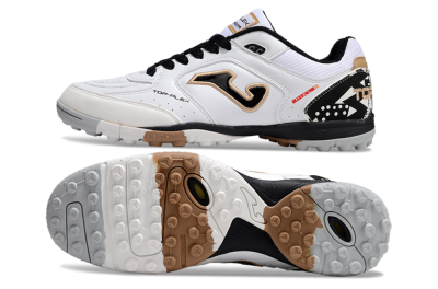 Joma Top Flex TF Artificial Turf Soccer Shoes - White/Black/Brown