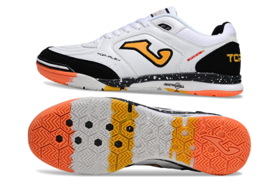 Joma Top Flex IC Indoor & Futsal Soccer Shoes - White/Black/Yellow