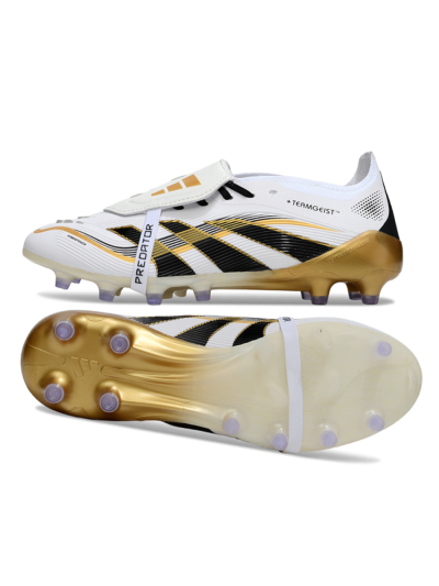 Adidas Predator 25 Elite Foldover Tongue FG Firm Ground Soccer Cleats - White/Black/Gold