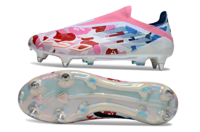 Adidas F50 Elite Laceless SG Soft Ground Soccer Cleats - Pink/Whtie/Blue/Red