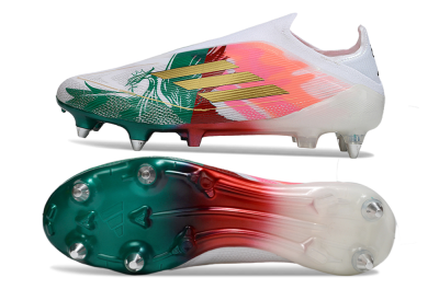 Adidas F50 Elite Laceless SG Soft Ground Soccer Cleats - White/Green/Gold/Red