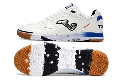 Joma Top Flex IC Indoor & Futsal Soccer Shoes - White/Silver/Blue