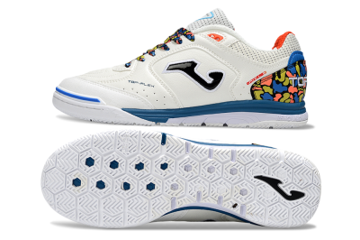 Joma Top Flex IC Indoor & Futsal Soccer Shoes - White/Black/Blue
