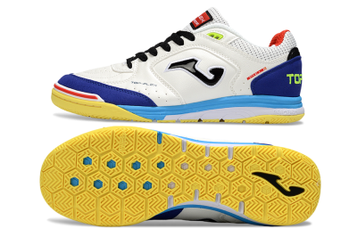 Joma Top Flex IC Indoor & Futsal Soccer Shoes - White/Black/Blue