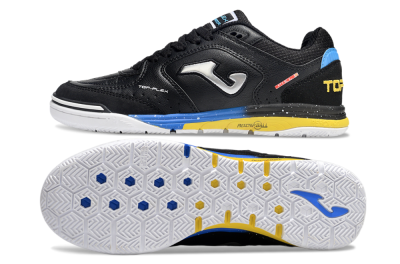 Joma Top Flex IC Indoor & Futsal Soccer Shoes - Black/Silver/Yellow