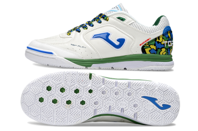 Joma Top Flex IC Indoor & Futsal Soccer Shoes - White/Blue/Green