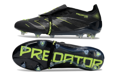 Adidas Predator 25 Elite Foldover Tongue FG Firm Ground Soccer Cleats - Black/Silver/Yellow