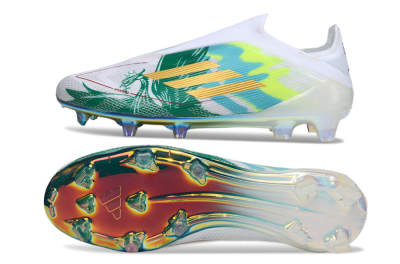 Adidas F50 Elite Laceless FG Firm Ground Soccer Cleats - White/Green/Gold