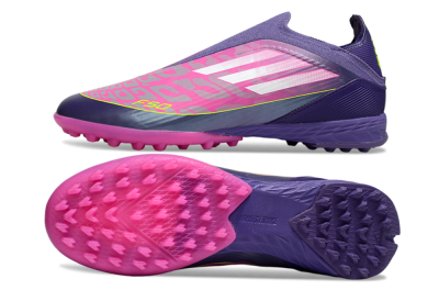 Adidas F50 Elite Laceless TF Artificial Turf Soccer Shoes - Pink/Purple/Yellow