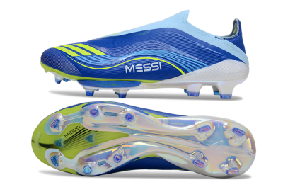 Messi x Adidas F50 Elite Laceless FG Firm Ground Soccer Cleats - Blue/Yellow/White