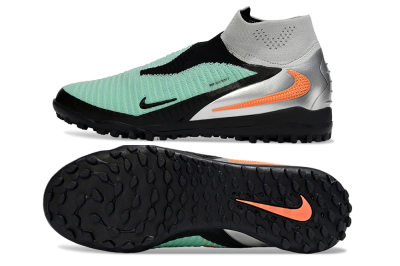 Nike Phantom 6 Elite High TF Artificial Turf Soccer Shoes - Mint/Coral Orange/Silver Grey