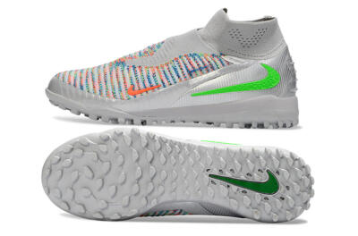 Nike Phantom 6 Elite TF Artificial Turf Soccer Shoes - Grey/Electric Green/Pink Sport