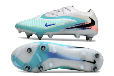 Nike Phantom 6 Low Elite SG Soft Ground Soccer Cleats - White/Aqua Breeze/Pink Peach