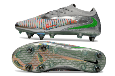 Nike Phantom 6 Low Elite SG Soft Ground Soccer Cleats - Gray/Electric Green/Orange Burst