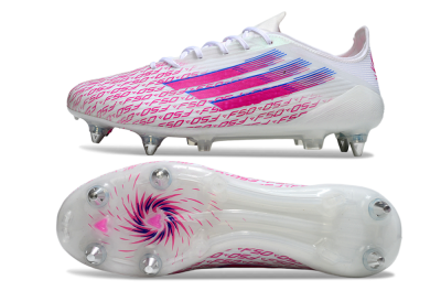 Adidas F50 Elite SG Soft Ground Soccer Cleats - White/Bright Pink/Blue Fusion