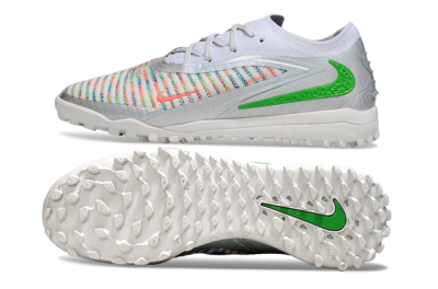 Nike Phantom 6 Low Elite TF Artificial Turf Soccer Shoes - White/Electric Green/Coral Pink