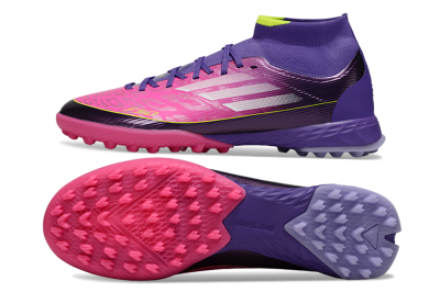 Adidas F50 Pro Mid TF Artificial Turf Soccer Shoes - Pink/Electric Pink/Deep Purple