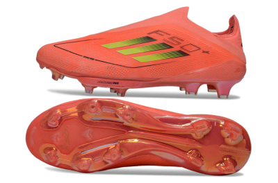 Adidas F50+ Lightstrike Pro Laceless FG Firm Ground Soccer Cleats - Pink/Vibrant Coral/Neon Yellow
