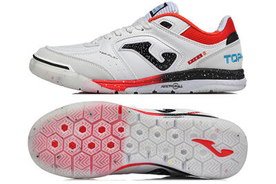 Joma Top Flex IC Indoor & Futsal Soccer Shoes - White/Electric Red/Black