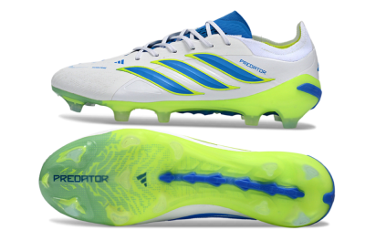 Adidas Predator 26 Elite FG Firm Ground Soccer Cleats - White/Electric Blue/Lime Green