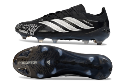 Adidas Predator 26 Elite FG Firm Ground Soccer Cleats - Black/Silver Shade/White Accent