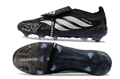 Adidas Predator 26 Elite Fold-Over Tongue FG Firm Ground Soccer Cleats - Black/Shadow Black/Flash Silver
